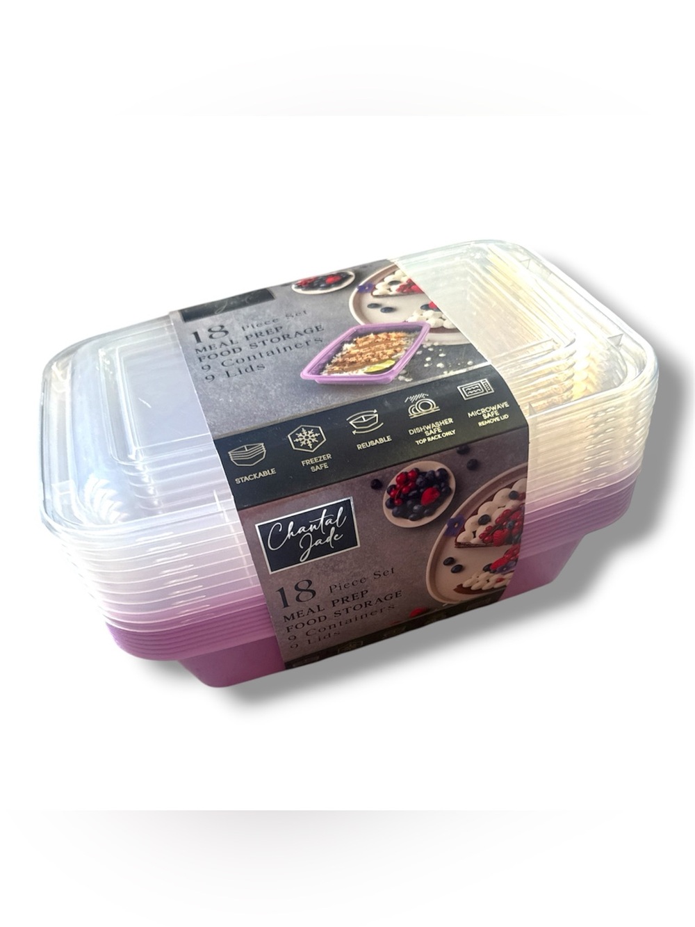 Purple Meal Prep Food Storage Container Set - 18 Piece